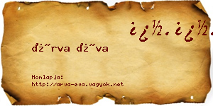 Árva Éva névjegykártya